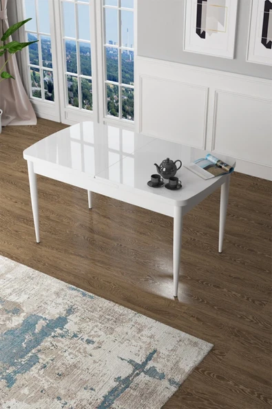 Canisa Concept Zen Serisi 80x132 Mdf Açılabilir Beyaz Mutfak Masası ürün görseli 1