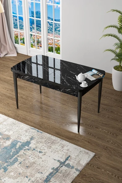 Canisa Concept Zen Serisi 80x132 Mdf Açılabilir Siyah Mermer Desen Mutfak Masası ürün görseli 1