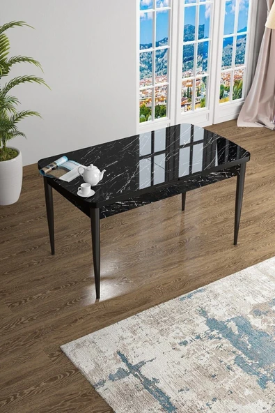 Canisa Concept Han Serisi Mdf Mutfak Masası Siyah Mermer Desen ürün görseli 1