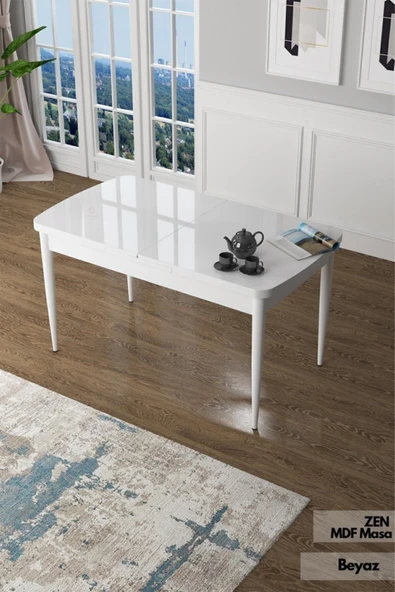 Canisa Concept Zen Serisi 80x132 Mdf Açılabilir Beyaz Mutfak Masası ürün görseli 1