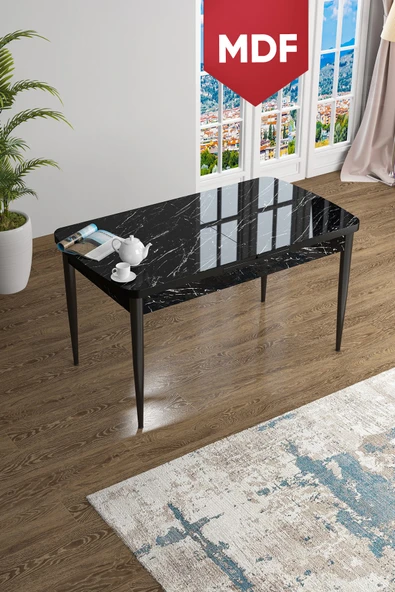 Canisa Concept Han Serisi, 70x114 Açılabilir Mdf Siyah Mermer Desen Mutfak Masası ürün görseli 1