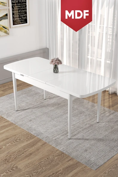 Canisa Kor Serisi 70x114 MDF Beyaz Açılabilir Mutfak Masası ürün görseli 1