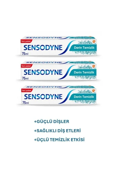 Sensodyne Derin Temizlik Diş Macunu 75 ml 3 Adet ürün görseli 1