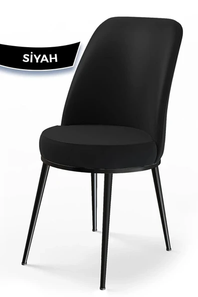 Canisa Concept Dexa Serisi, Üst Kalite Yemek Odası Sandalyesi, Metal Siyah İskeletli, 1 Adet Siyah ürün görseli 1