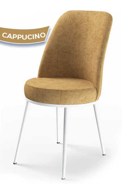 Canisa Concept Dexa Serisi, Üst Kalite Mutfak Sandalyesi, Metal Beyaz Iskeletli, 1 Adet Cappucino ürün görseli 1