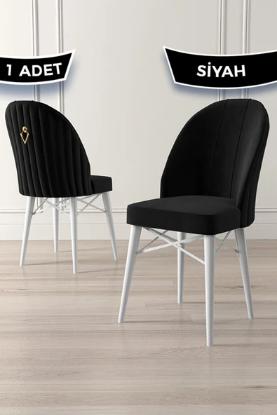 Canisa Ritim Serisi Beyaz Gürgen Ayaklı 1.sınıf Babyface Kumaş Siyah Sandalye Gold Halkalı 1 Adet ürün görseli 1