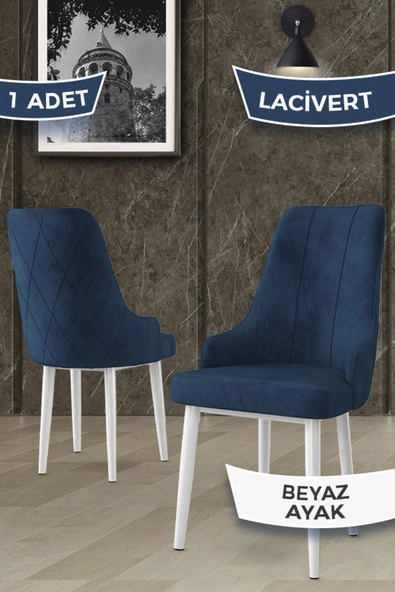 Canisa Trex Serisi 1.sınıf Babyface Kumaş Lacivert Sandalye Beyaz Metal Ayak ürün görseli 1