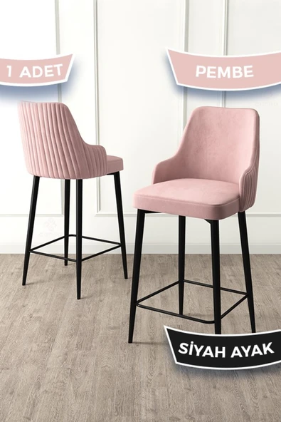 Canisa Enox Serisi, Mutfak Bar Sandalyesi, Babyface Kumaş, Siyah Metal Ayak , 1 Adet Sandalye ürün görseli 1