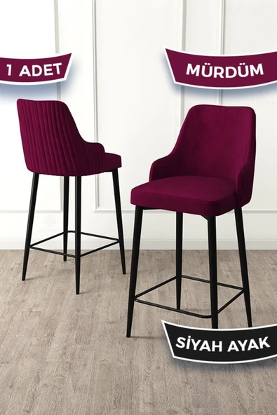 Canisa Enox Serisi, Mutfak Bar Sandalyesi, Babyface Kumaş, Siyah Metal Ayak , 1 Adet Sandalye ürün görseli 1