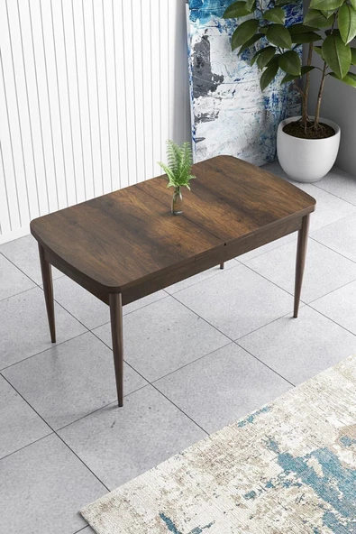 Canisa Concept Han Serisi 70x114, Açılabilir Mdf Mutfak Masa Takımı, Barok Ahşap Desen Masa Ve 4 Gülkurusu Sandalye ürün görseli 1