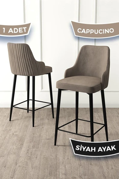 Canisa Enox Serisi, Mutfak Bar Sandalyesi, Babyface Kumaş, Siyah Metal Ayak , 1 Adet Cappucino Sandalye ürün görseli 1