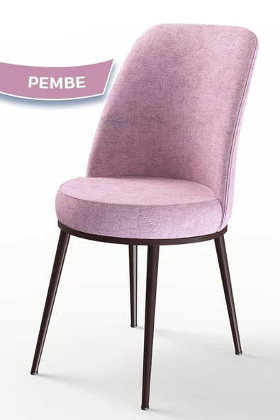 Canisa Concept Dexa Serisi, Üst Kalite Yemek Odası Sandalyesi, Metal Kahverengi Iskeletli, 1 Adet Pembe ürün görseli 1