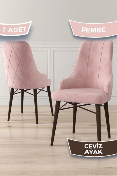 Canisa Concept Neta Serisi, 1.sınıf Babyface Kumaş Pembe Sandalye, Ceviz Gürgen Ayak ürün görseli 1