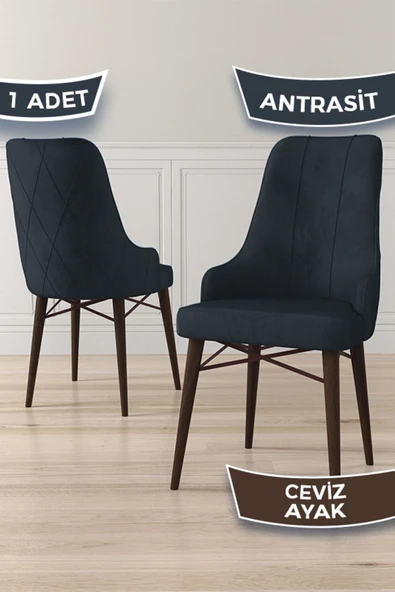 Canisa Concept Neta Serisi, 1.sınıf Babyface Kumaş Antrasit Sandalye, Ceviz Gürgen Ayak ürün görseli 1