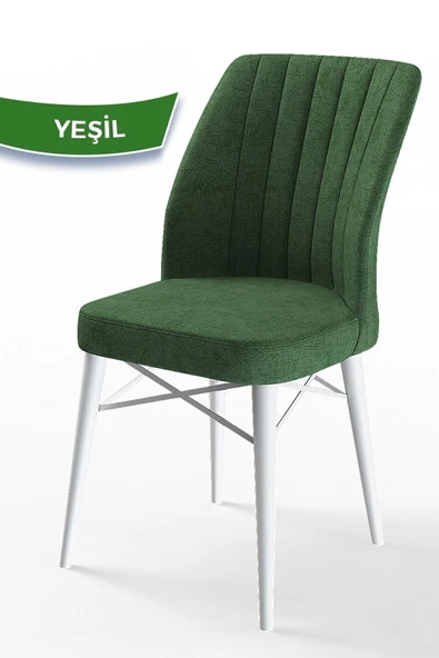 Canisa Concept Flex Serisi, Üst Kalite Mutfak Sandalyesi, Gürgen Beyaz Ahşap Ayak, Haki Yeşil Sandalye ürün görseli 1
