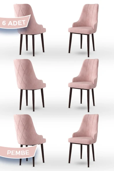 Canisa Trex Serisi 1.sınıf Babyface Kumaş Siyah Metal Ayak 6 Adet Pembe Sandalye ürün görseli 1
