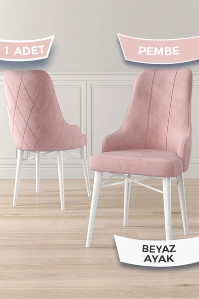 Canisa Concept Neta Serisi, 1.sınıf Babyface Kumaş Pembe Sandalye, Beyaz Gürgen Ayak ürün görseli 1