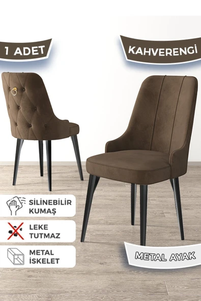 Canisa Newa Serisi, 1.sınıf Babyface Kumaş Siyah Metal Ayak Gold Halkalı, 1 Adet Kahve Sandalye ürün görseli 1