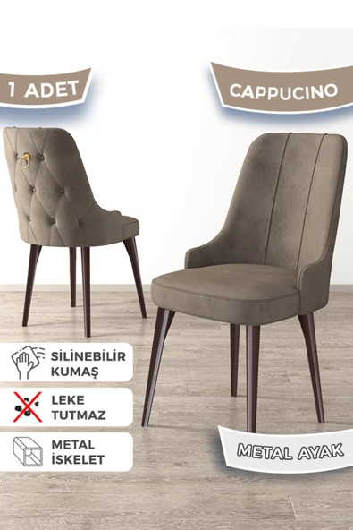 Canisa Newa Serisi, 1.sınıf Babyface Kumaş Kahve Metal Gold Halkalı, 1 Adet Cappucino Sandalye ürün görseli 1