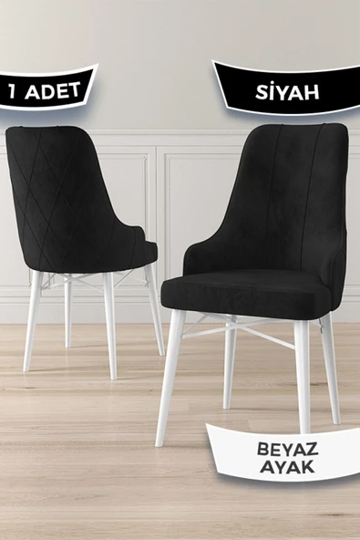 Canisa Concept Neta Serisi, 1.sınıf Babyface Kumaş Siyah Sandalye, Beyaz Gürgen Ayak ürün görseli 1