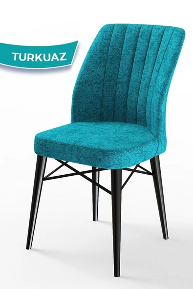 Canisa Concept Flex Serisi, Üst Kalite Mutfak Sandalyesi, Gürgen Siyah Ahşap Ayak, Turkuaz Sandalye ürün görseli 1