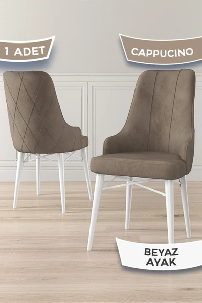 Canisa Neta Serisi, 1.sınıf Babyface Kumaş Cappucino Sandalye, Beyaz Gürgen Ayak ürün görseli 1