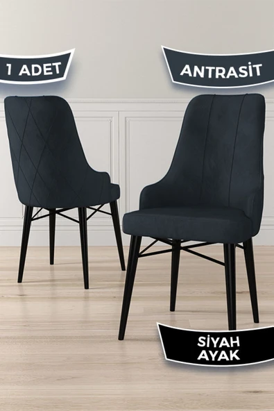 Canisa Concept Neta Serisi, 1.sınıf Babyface Kumaş Antrasit Sandalye, Siyah Gürgen Ayak ürün görseli 1