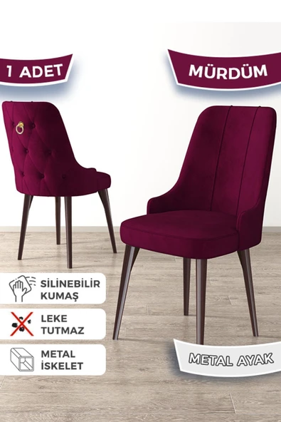 Canisa Newa Serisi, 1.sınıf Babyface Kumaş Kahve Metal Gold Halkalı, 1 Adet Mürdüm Sandalye ürün görseli 1