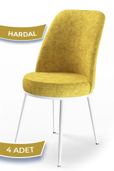 Canisa Dexa Serisi, Üst Kalite Mutfak Sandalyesi, Hardal Sandalye, Metal Siyah Iskeletli ürün görseli 1