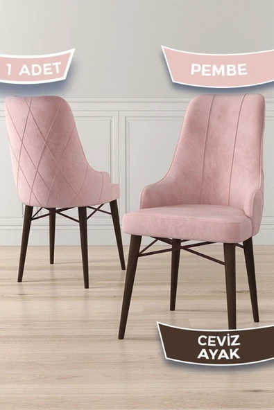 Canisa Neta Serisi, 1.sınıf Babyface Kumaş Pembe Sandalye, Ceviz Gürgen Ayak ürün görseli 1