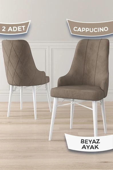 Canisa Neta Serisi, 1.sınıf Babyface Kumaş Sandalye, Beyaz Gürgen Ayak, 2 Adet Cappucino Sandalye ürün görseli 1