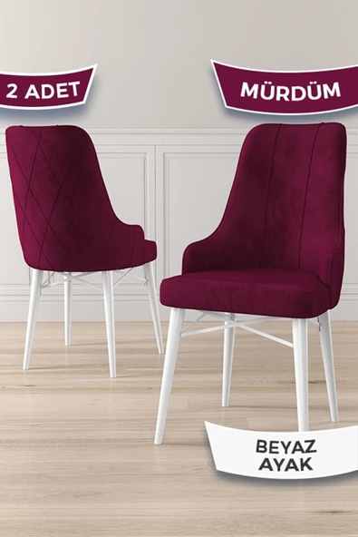 Canisa Neta Serisi, 1.sınıf Babyface Kumaş Sandalye, Beyaz Gürgen Ayak, 2 Adet Mürdüm Sandalye ürün görseli 1