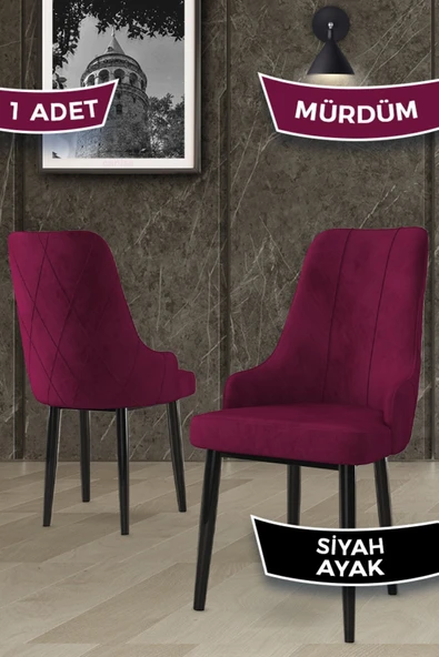 Canisa Concept Trex Serisi 1.sınıf Babyface Kumaş 1 Adet Mürdüm Sandalye Siyah Metal Ayak ürün görseli 1