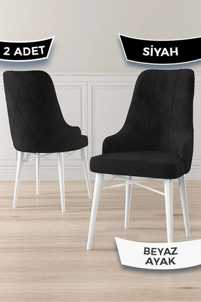 Canisa Neta Serisi, 1.sınıf Babyface Kumaş Sandalye, Beyaz Gürgen Ayak, 2 Adet Siyah Sandalye ürün görseli 1