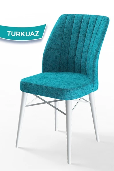 Canisa Flex Serisi, Üst Kalite Mutfak Sandalyesi, Turkuaz Sandalye, Gürgen Beyaz Ahşap Ayak ürün görseli 1