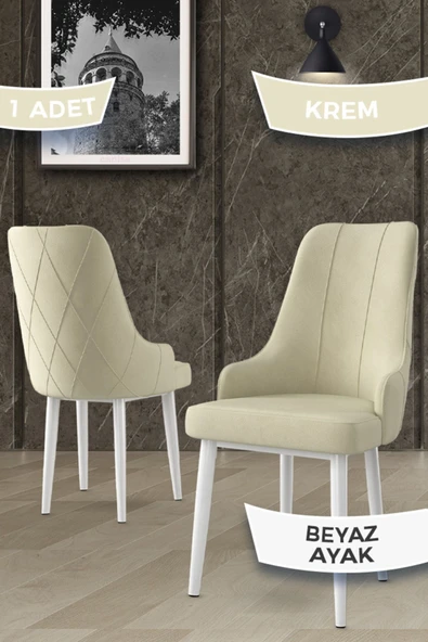 Canisa Trex Serisi 1.sınıf Babyface Kumaş Sandalye Beyaz Metal Ayak ürün görseli 1