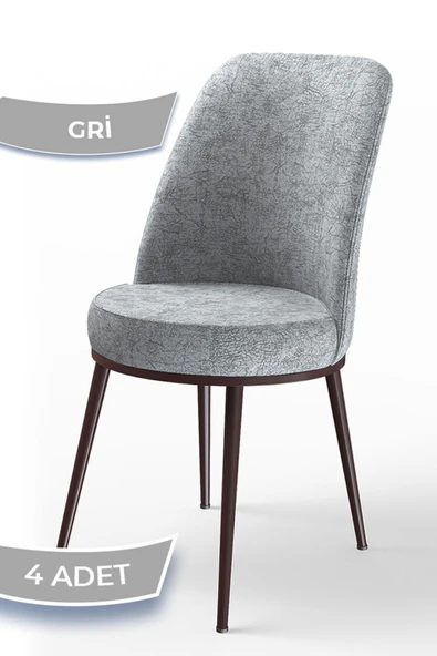 Canisa Concept Dexa Serisi, Üst Kalite Yemek Odası Sandalyesi, Metal Kahverengi Iskeletli, 4 Adet Gri Sandalye ürün görseli 1