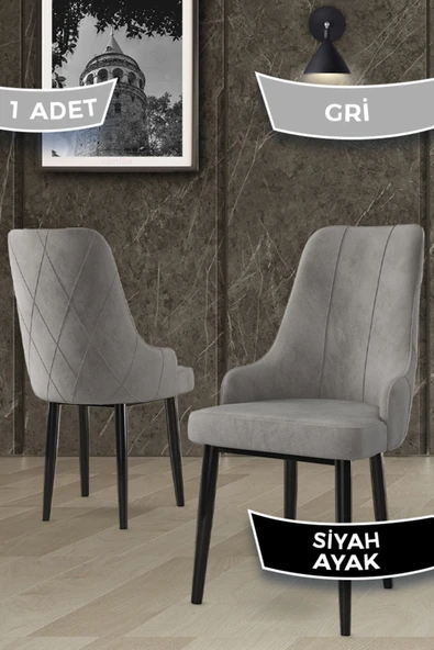 Canisa Concept Trex Serisi 1.sınıf Babyface Kumaş 1 Adet Gri Sandalye Siyah Metal Ayak ürün görseli 1