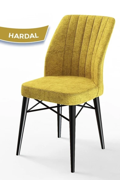 Canisa Concept Flex Serisi, Üst Kalite Mutfak Sandalyesi, Gürgen Siyah Ahşap Ayak, Hardal Sandalye ürün görseli 1