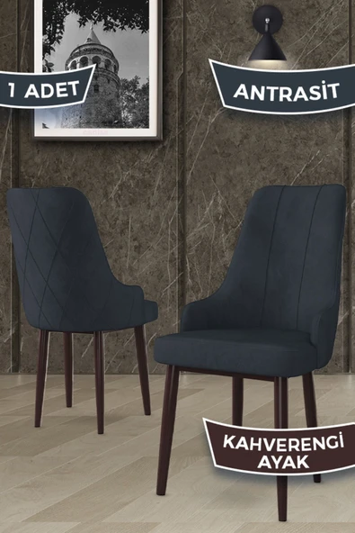 Canisa Trex Serisi 1.sınıf Babyface Kumaş Sandalye Kahve Metal Ayak 1 Adet Antrasit Sandalye ürün görseli 1