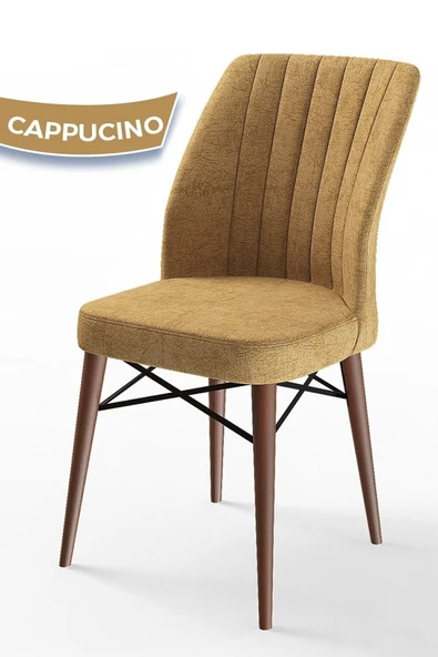 Canisa Concept Flex Serisi, Üst Kalite Mutfak Sandalyesi, Gürgen Ceviz Ahşap Ayak, Cappucino Sandalye ürün görseli 1