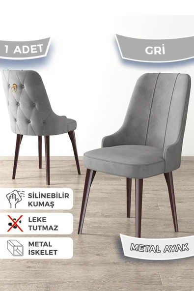 Canisa Newa Serisi, 1.sınıf Babyface Kumaş Kahve Metal Gold Halkalı, 1 Adet Gri Sandalye ürün görseli 1