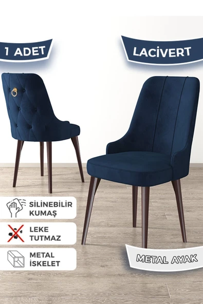 Canisa Newa Serisi, 1.sınıf Babyface Kumaş Kahve Metal Gold Halkalı, 1 Adet Lacivert Sandalye ürün görseli 1