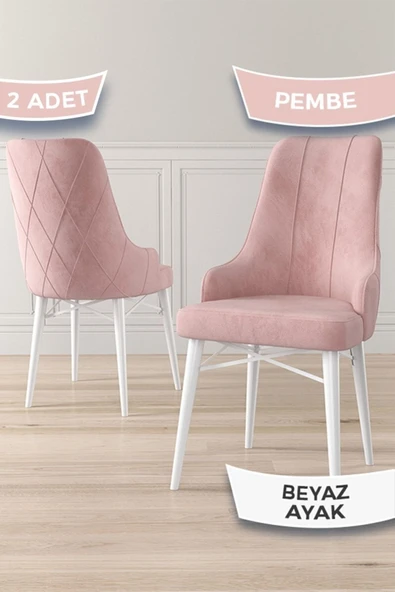 Canisa Neta Serisi, 1.sınıf Babyface Kumaş Sandalye, Beyaz Gürgen Ayak, 2 Adet Pembe Sandalye ürün görseli 1