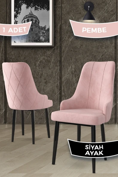 Canisa Concept Trex Serisi 1.sınıf Babyface Kumaş 1 Adet Pembe Sandalye Siyah Metal Ayak ürün görseli 1