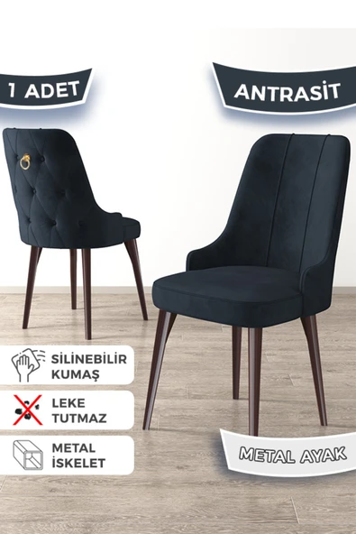 Canisa Newa Serisi, 1.sınıf Babyface Kumaş Kahve Metal Gold Halkalı, 1 Adet Antrasit Sandalye ürün görseli 1