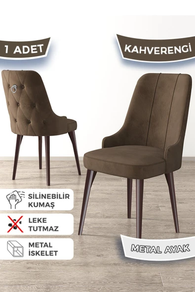 Canisa Newa Serisi, 1.sınıf Babyface Kumaş Kahve Metal Ayak Gümüş Halkalı, 1 Adet Kahve Sandalye ürün görseli 1