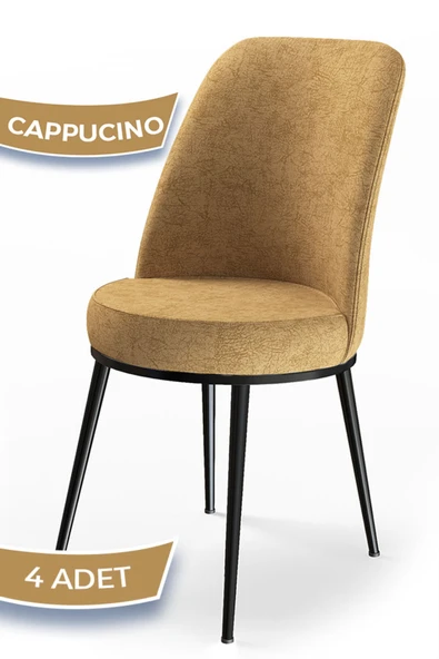 Canisa Concept Dexa Serisi, Üst Kalite Yemek Odası Sandalyesi, Metal Siyah Iskeletli, 4 Adet Cappucino Sandalye ürün görseli 1