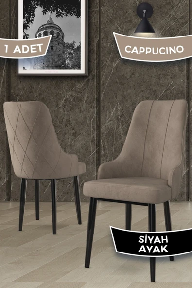 Canisa Trex Serisi 1.sınıf Babyface Kumaş 1 Adet Cappucino Sandalye Siyah Metal Ayak ürün görseli 1