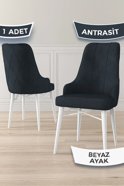 Canisa Neta Serisi, 1.sınıf Babyface Kumaş Antrasit Sandalye, Beyaz Gürgen Ayak ürün görseli 1